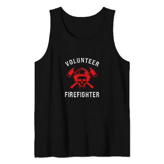 Volunteer Firefighter Fireman Skull Firefighting Tank Tops