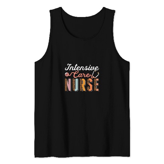 Intensive Care nurses ICU Stethoscope Leopard Cheetah Print Tank Tops