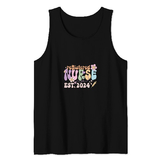 Retro Registered nurses 2024 RN Graduate Nursing Student Tank Tops