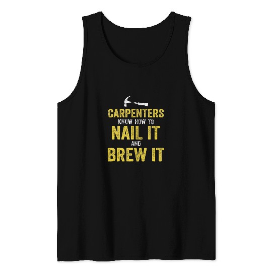 Dad Carpenter Woodworker Woodworking Beer Drinking Lover 1 Tank Tops