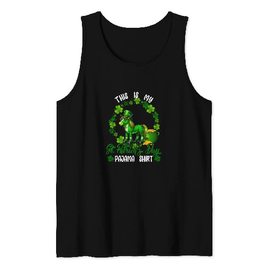 My St  Patricks Day Pajama Horse Shamrocks Circle Tank Tops