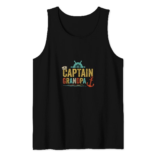 Captain Grandpa Pontoon Lake Sailor Fishing Boating For Men Tank Tops