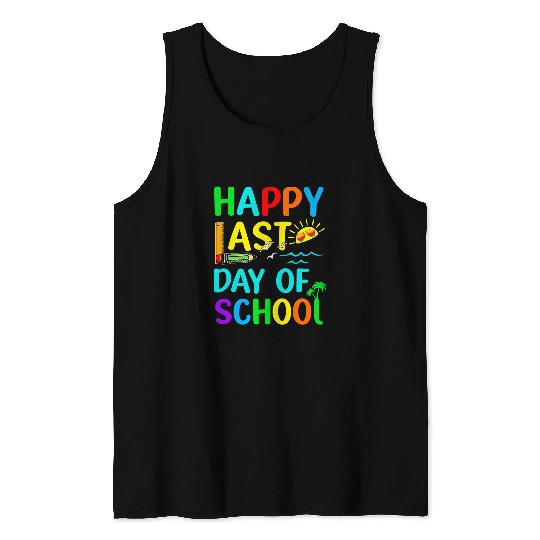 happy last day of school teacher student graduation 3 Tank Tops