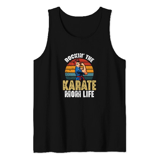 Karate Player Mom Life Martial Arts Black Belt Graphic Tank Tops