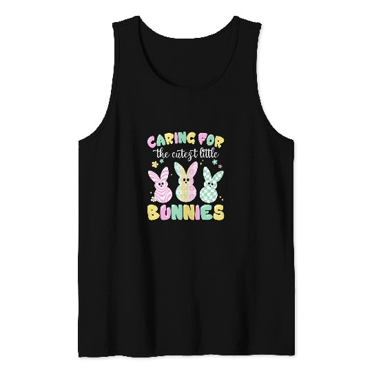 Caring For The Cutest Little Bunnies Easter nurses Squad Tank Tops