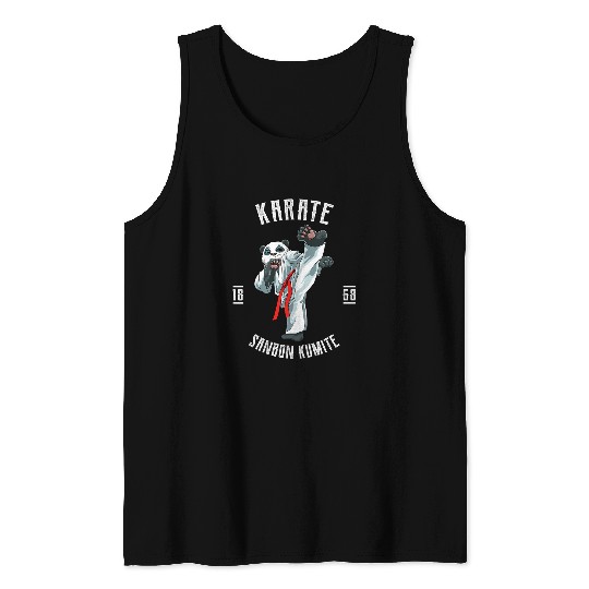Karate Panda Karate Japanese Martial Arts Fighting Tank Tops