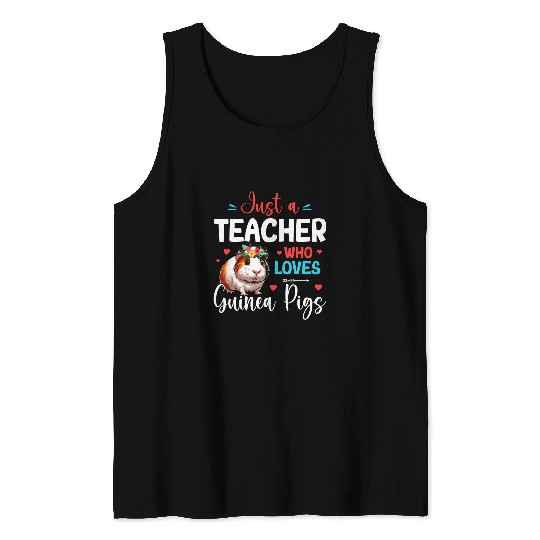 A Teacher Loves Guinea Pigs Costume Floral Cute Guinea Pig Tank Tops