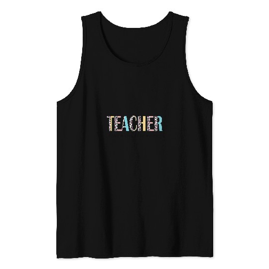 Teacher Inspire Care Leopard Skin Gift Student For Teacher Tank Tops