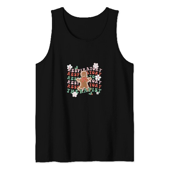 Retro Groovy Respiratory Therapist Gingerbread RT Christmas Tank Tops