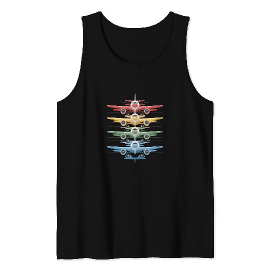 Aviation Airplane Flying Airline Colorful Enthusiast Pilot Tank Tops