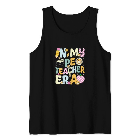 Retro In My PE Teacher Era Physical Education Groovy Women Tank Tops
