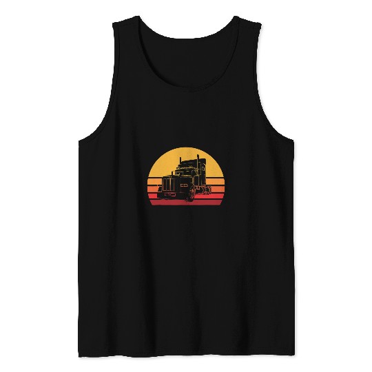 Retro Big Rig Truck vintages Semi Trailer Trucker Tank Tops