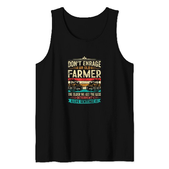 OLD TRACTOR FARMER Agriculture Harvest Tank Tops