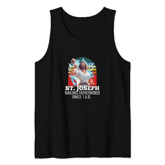 Funny Saint Joseph Catholic Father And Worker 3 Tank Tops