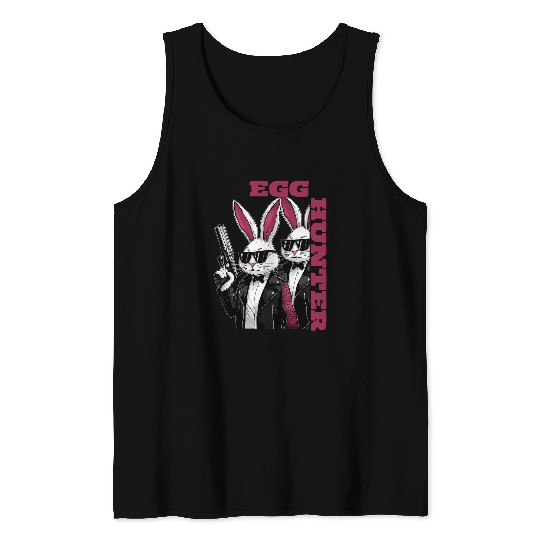 Egg Hunt Supervisor Egg Hunting Party Mom Dad guns Easter Tank Tops