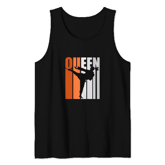 Karate Queen Orange Gray White Belt Practice Daughter Tank Tops