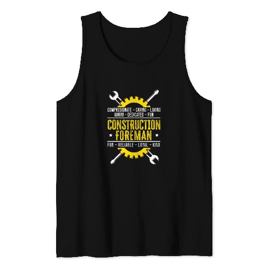 Construction Excavator Job Foreman Construction Worker 1 Tank Tops