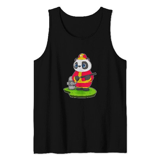 Panda Firefighter Fires hose Fires department Tank Tops