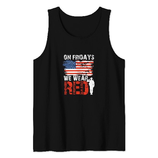 RED Friday Remember Everyone Deployed Military Support Tank Tops