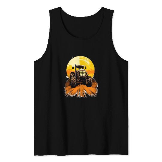 Yellow Tractor Farm Lifestyle Farmer Tank Tops