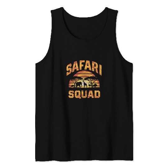 African Vacation Retro Sunset Vacation Trip Safari Squad Tank Tops