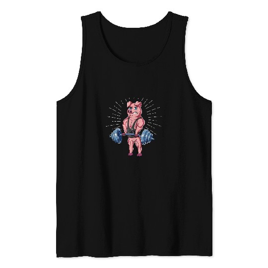 Pig Deadlift Fitness Gym Weightlifting Tank Tops