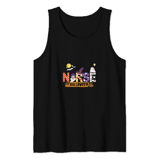 Halloween nurses Nursing Cute Health Worker Halloween Pattern 5 Tank Tops