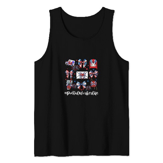 america coquette bow fireworks postal worker 4th of july Tank Tops