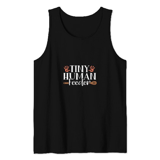 Tiny Human School Lunch Lady Cafeteria Worker Gift Women Tank Tops