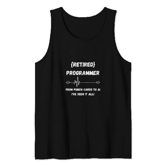 Retired Computer Programmer Coding Heartbeat Funny Tank Tops