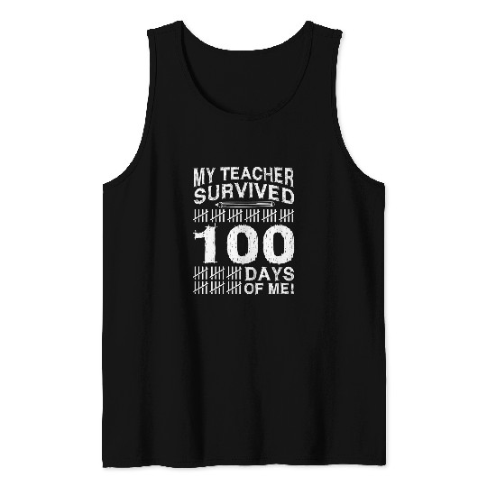 Kids 100 Days Of School And Me Survived High School Teacher Tank Tops