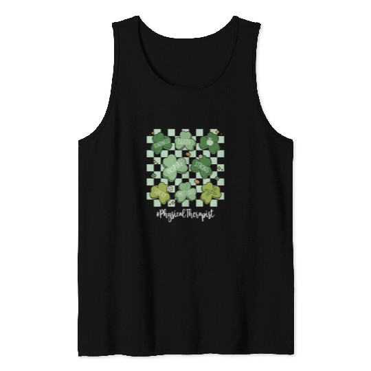 Retro Physical Therapist St Patricks Day Shamrocks Tank Tops