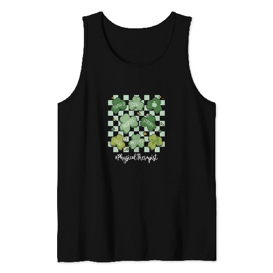 Retro Physical Therapist St Patricks Day Shamrocks Tank Tops