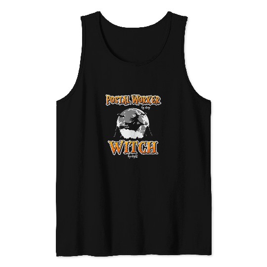 Halloween Postal Worker Witch Funny Cute Mail Carrier Women Tank Tops