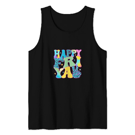 Happy FriYay Friday Lovers Teacher Retro Groovy Tank Tops