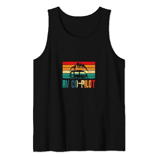 RV CoPilot Sunset Retro Funny vintages Camping Travel Sunset Tank Tops