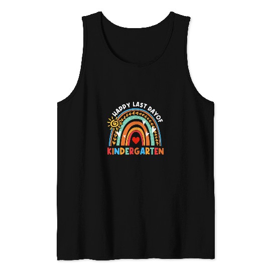 Boho Rainbow Last Day Of Kindergarten Teacher Student Summer Tank Tops