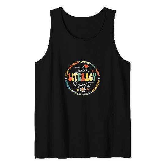 Team Literacy Support Back To School Literacy Teacher Tank Tops