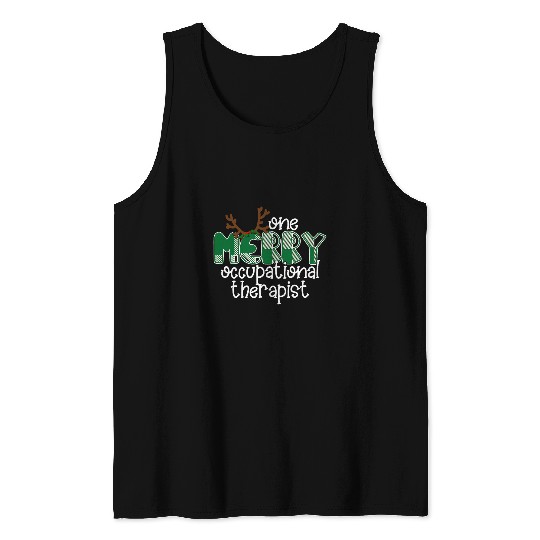 Occupational Therapy Christmas Green Plaid for OT Tank Tops