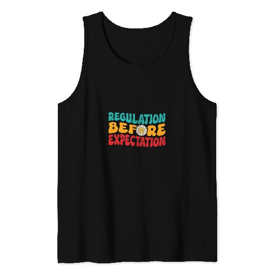 Regulation Before Expectation Retro Neurodiversity Therapist 3 Tank Tops