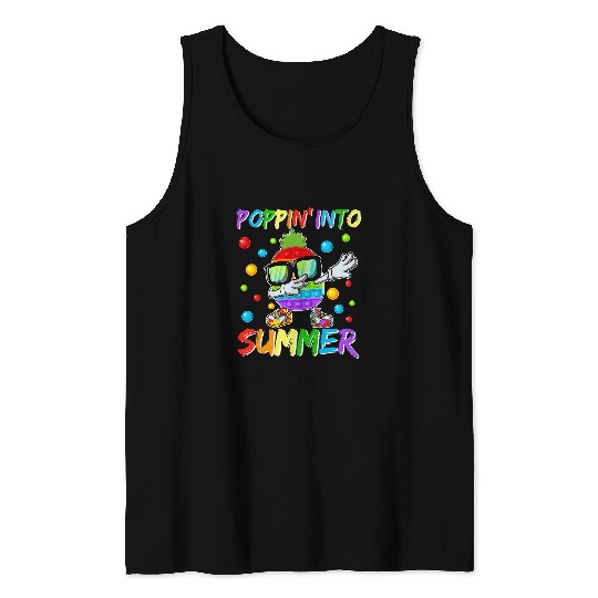 End Of Year Teacher Student Schools Out Poppin Into Summer Tank Tops