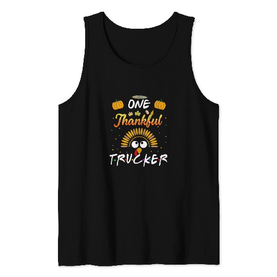 Autumn Fall Outfit Trucker Thankful Grateful Blessed Turkey Tank Tops