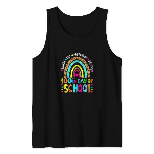 Teacher Student 100 Day Where The Adventure Begin Rainbow Tank Tops
