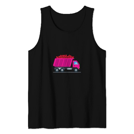Garbage Truck Hearts Valentines Day Trucker Trucks Tank Tops