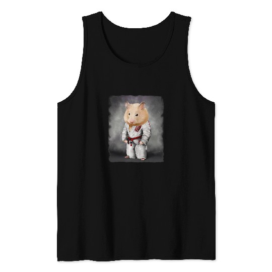Hamster Judo Karate Master in White Judogi Tank Tops
