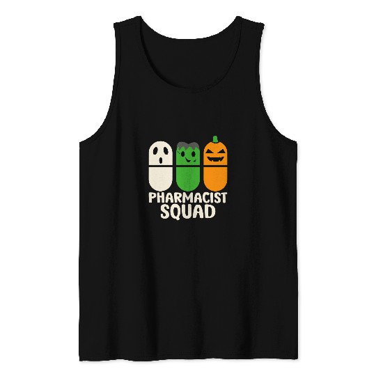 Pharmacist Squad Pills Pharmacy Pumpkin Halloween Tank Tops