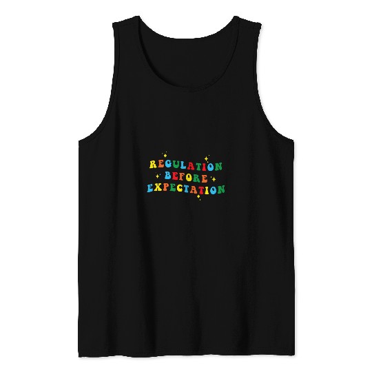 Regulation Before Expectation Retro Neurodiversity Therapist 9 Tank Tops