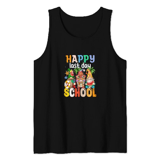 Happy Last Day Of School Teacher Student Graduation Gnomes Tank Tops