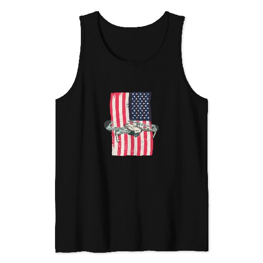 Drone American Flag Drone Pilot Tank Tops