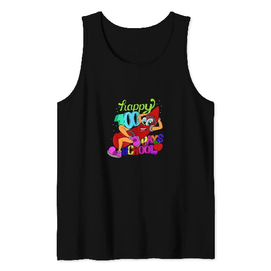 Teacher Student Girls Boys Gift Happy 100 Days Of School Tank Tops